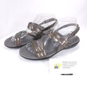 Clarks Open Toe Casual Strappy Heel Sandal Womens Size 7 68522 Bronze